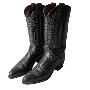 Texas Black Leather Boots Men’s 8 Women’s 10 Made in USA Cowboy Western Rodea
